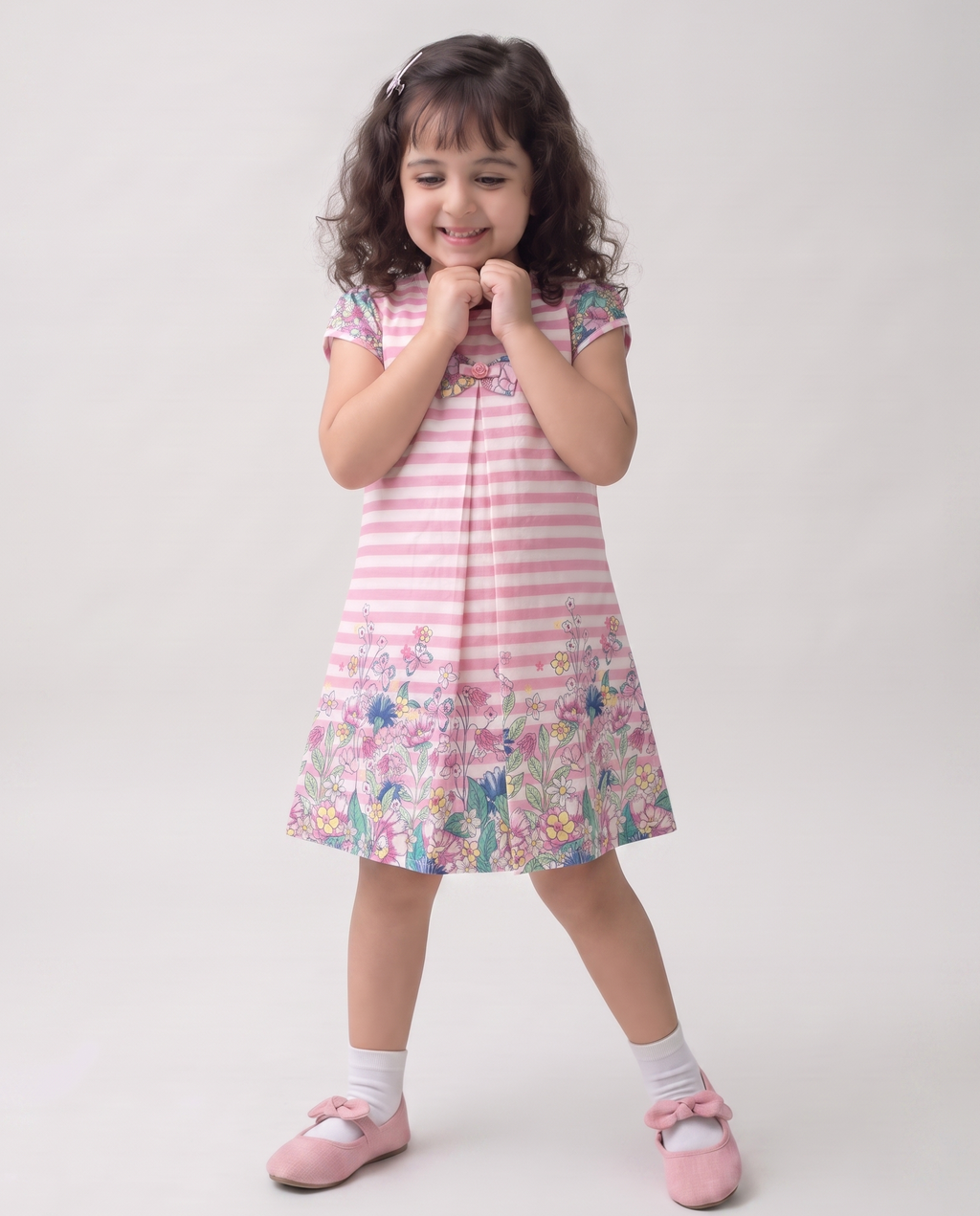 Floral Bloom Stripe Cotton Dress