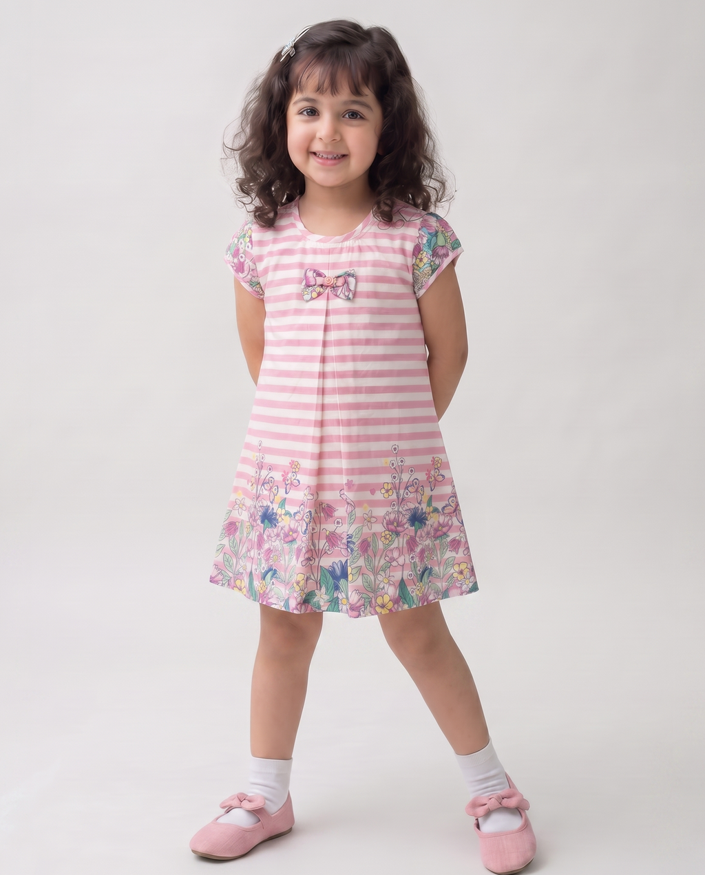 Floral Bloom Stripe Cotton Dress
