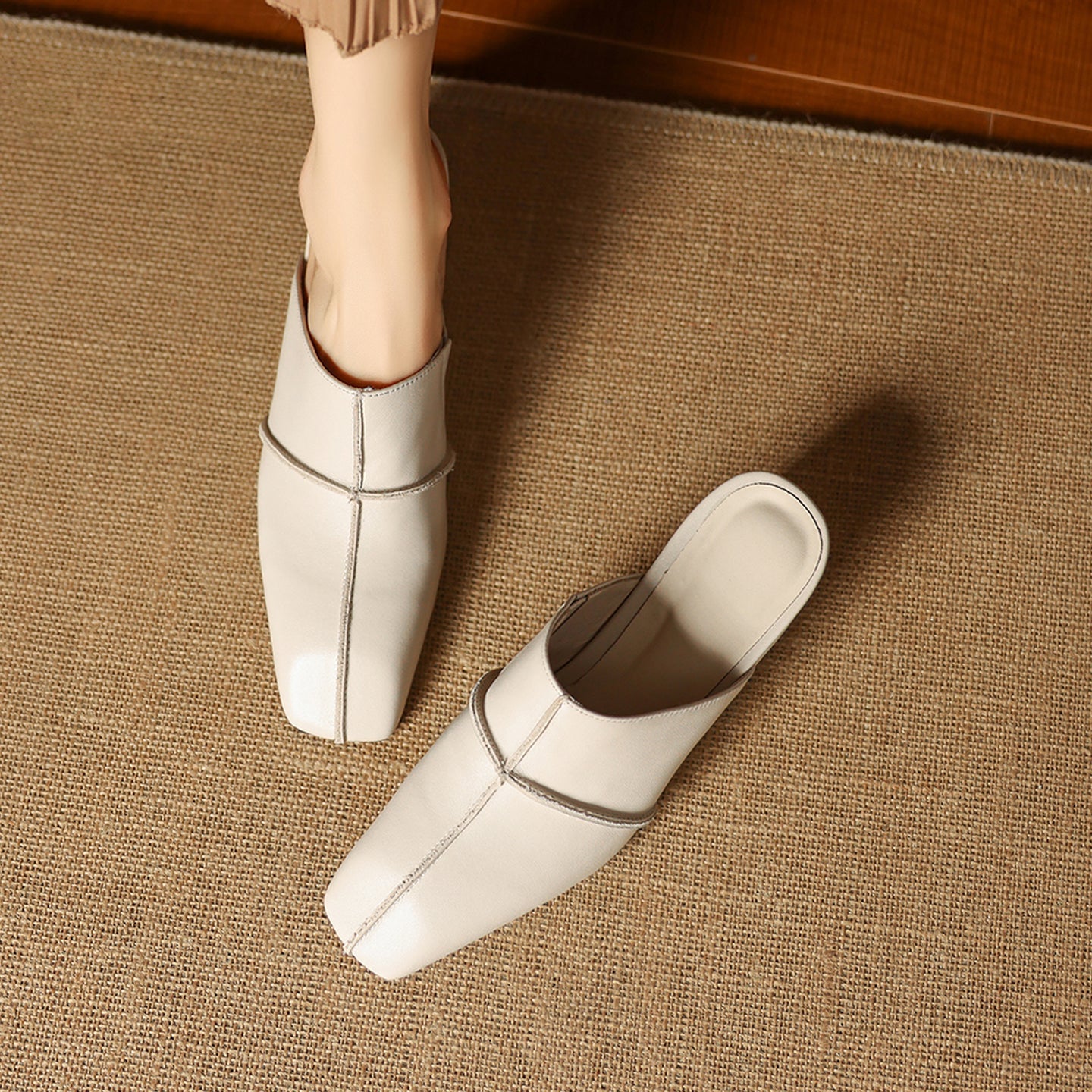 Halia Genuine Leather Close-Toe Mules