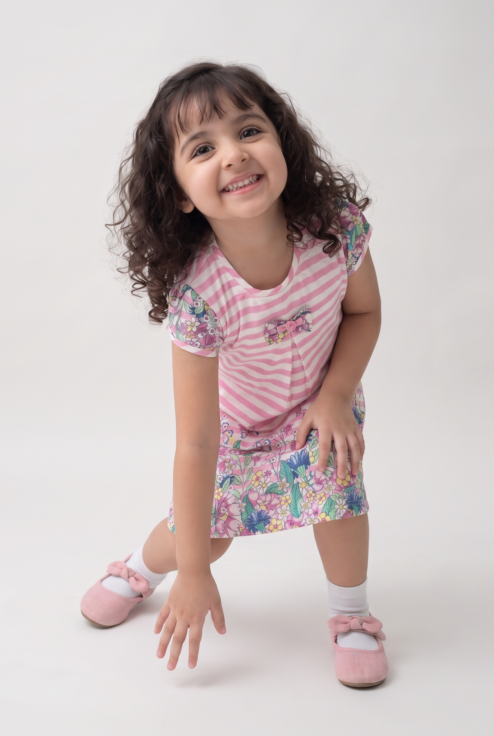 Floral Bloom Stripe Cotton Dress