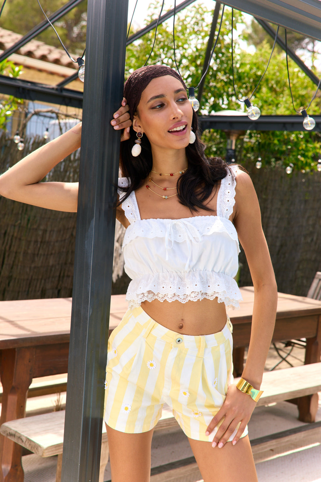 Short Rayé à Marguerites