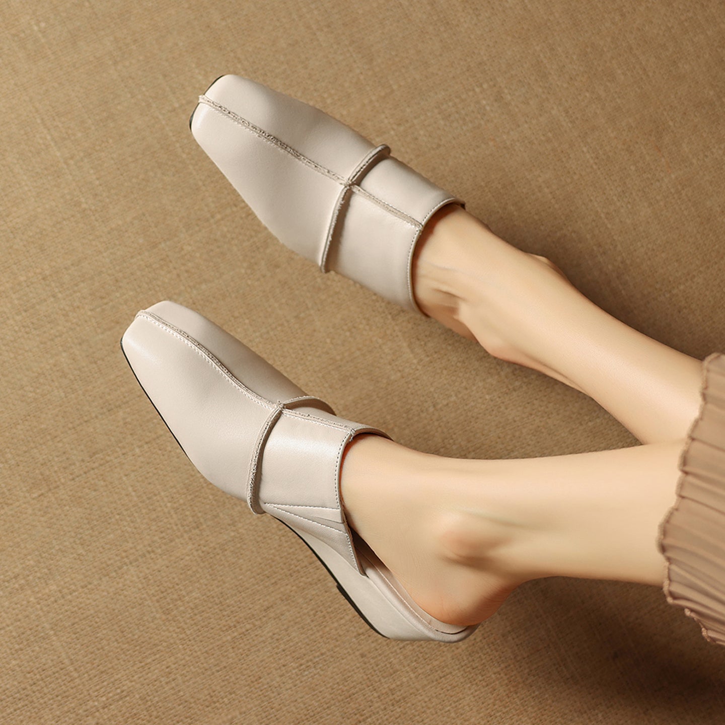 Halia Genuine Leather Close-Toe Mules