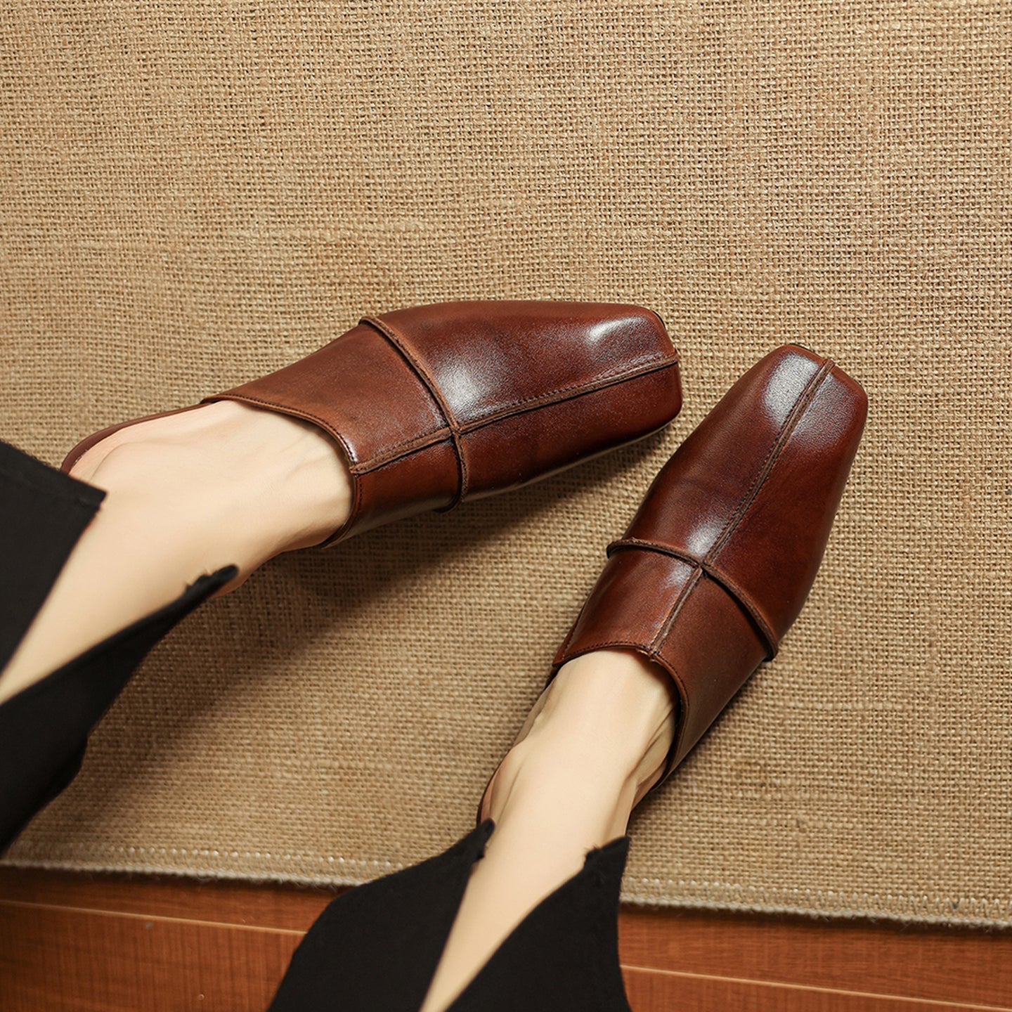 Halia Genuine Leather Close-Toe Mules