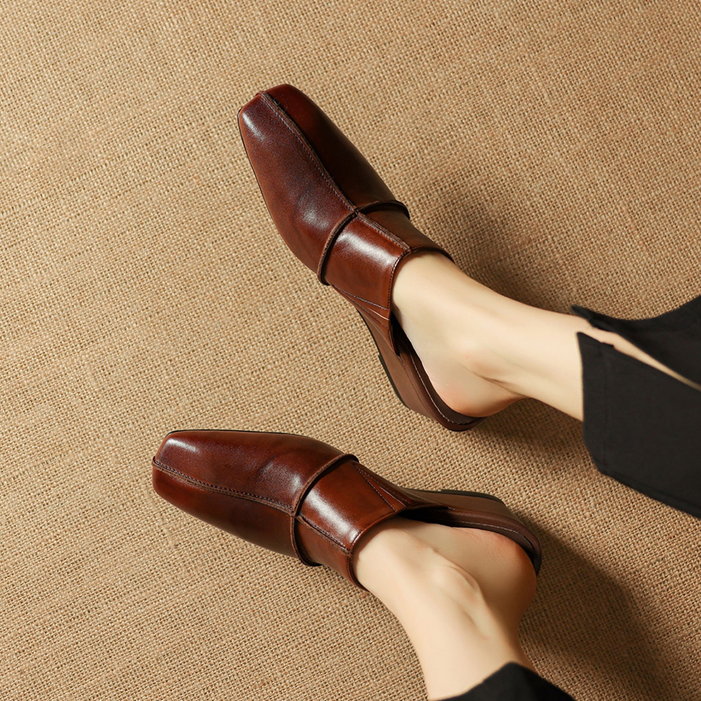 Halia Genuine Leather Close-Toe Mules