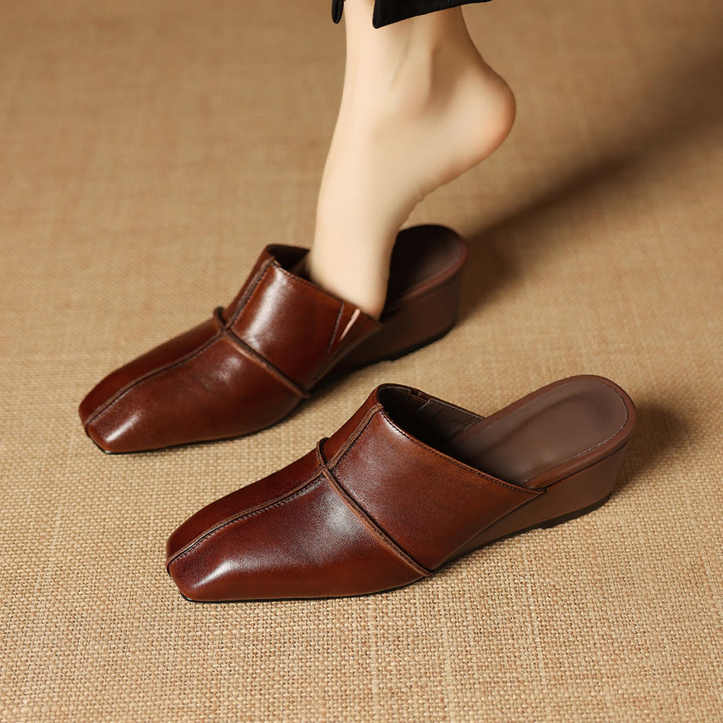 Halia Genuine Leather Close-Toe Mules