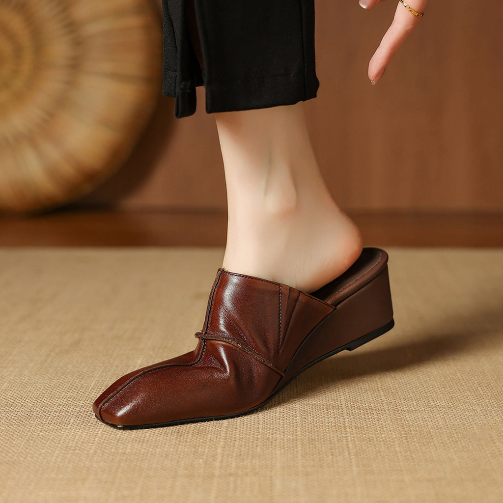 Halia Genuine Leather Close-Toe Mules