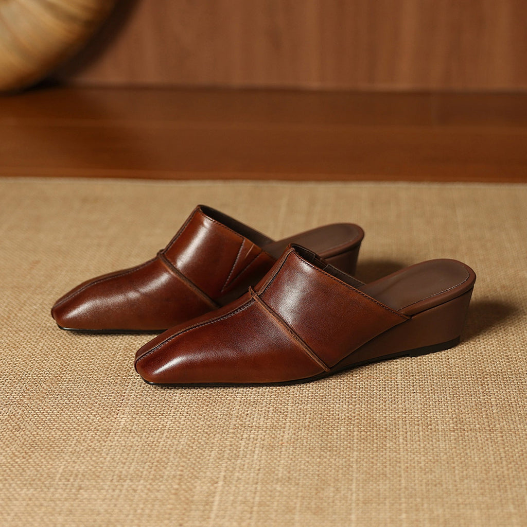 Halia Genuine Leather Close-Toe Mules