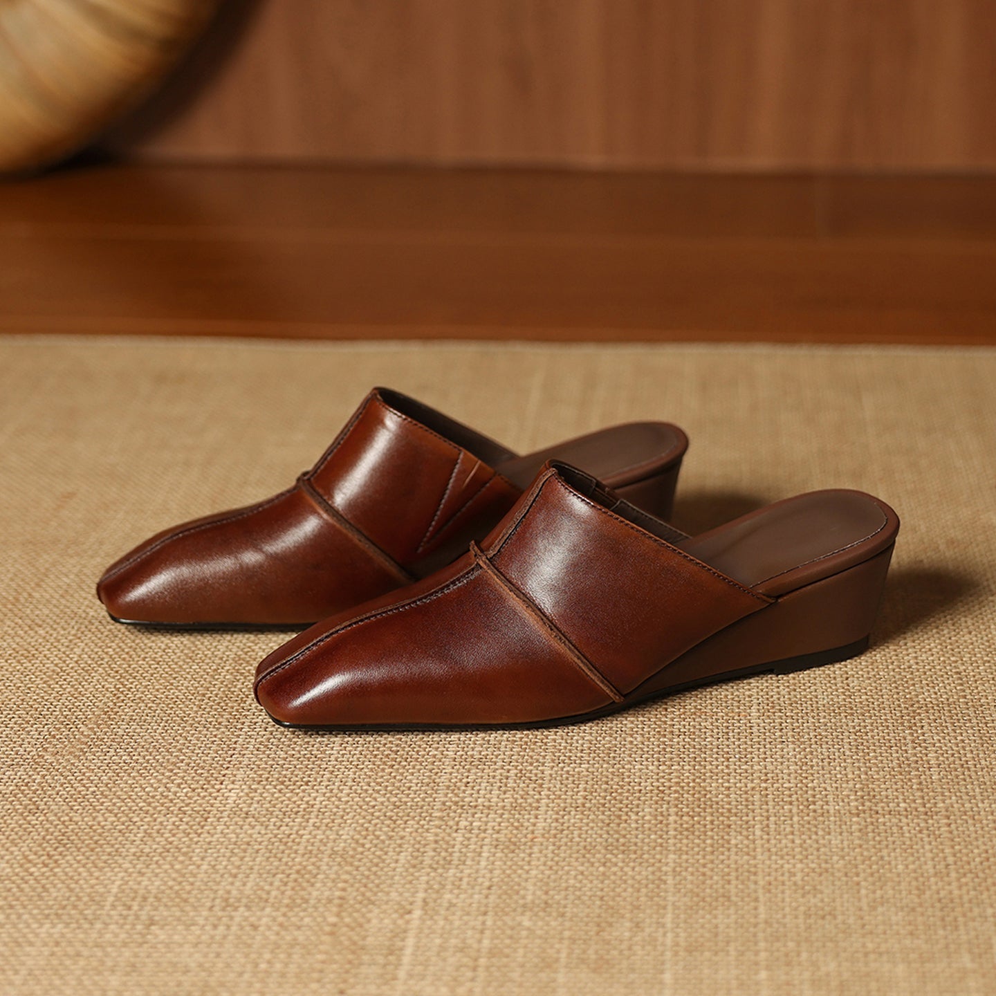 Halia Genuine Leather Close-Toe Mules