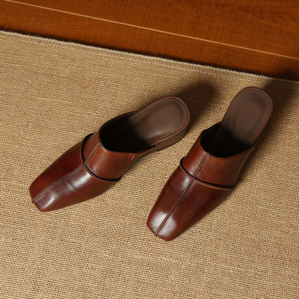 Halia Genuine Leather Close-Toe Mules