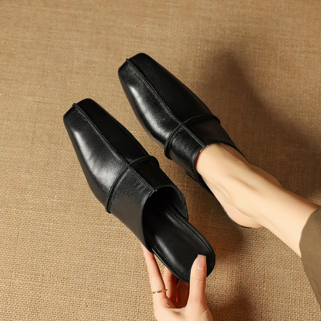 Halia Genuine Leather Close-Toe Mules