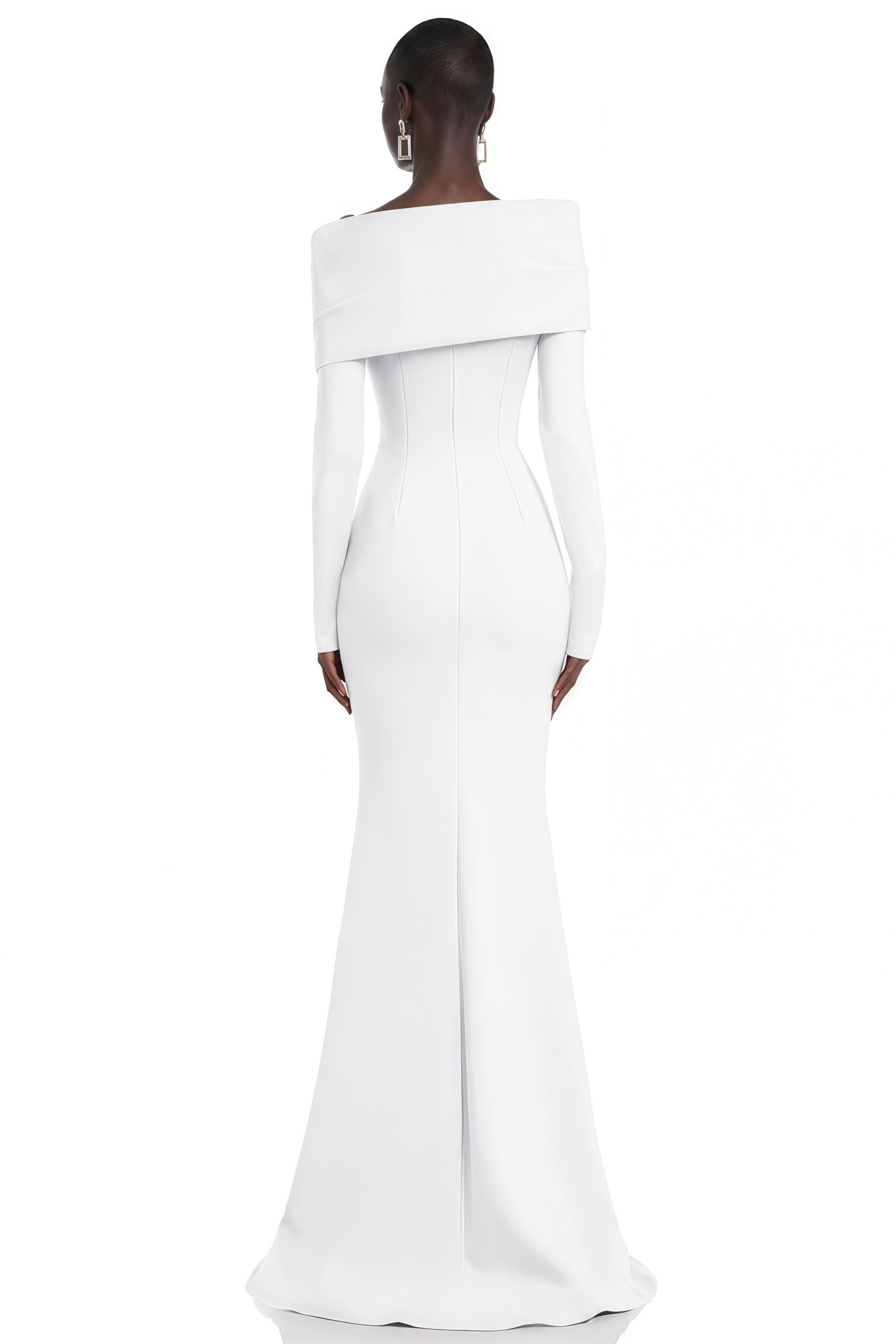 Alina White Asymmetrical Draped Maxi Dress