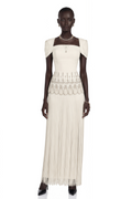 Arianwen White Embellished Fringe Maxi Dress