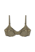 Towelling Balconette Bra Cup Top - Black Stripe