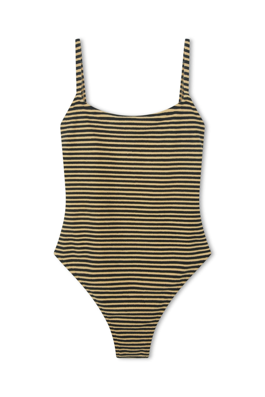 Towelling Simple One Piece - Black Stripe