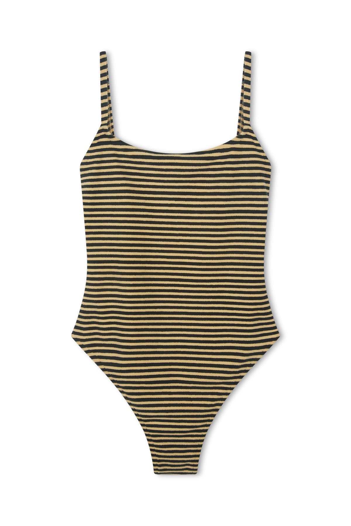 Towelling Simple One Piece - Black Stripe