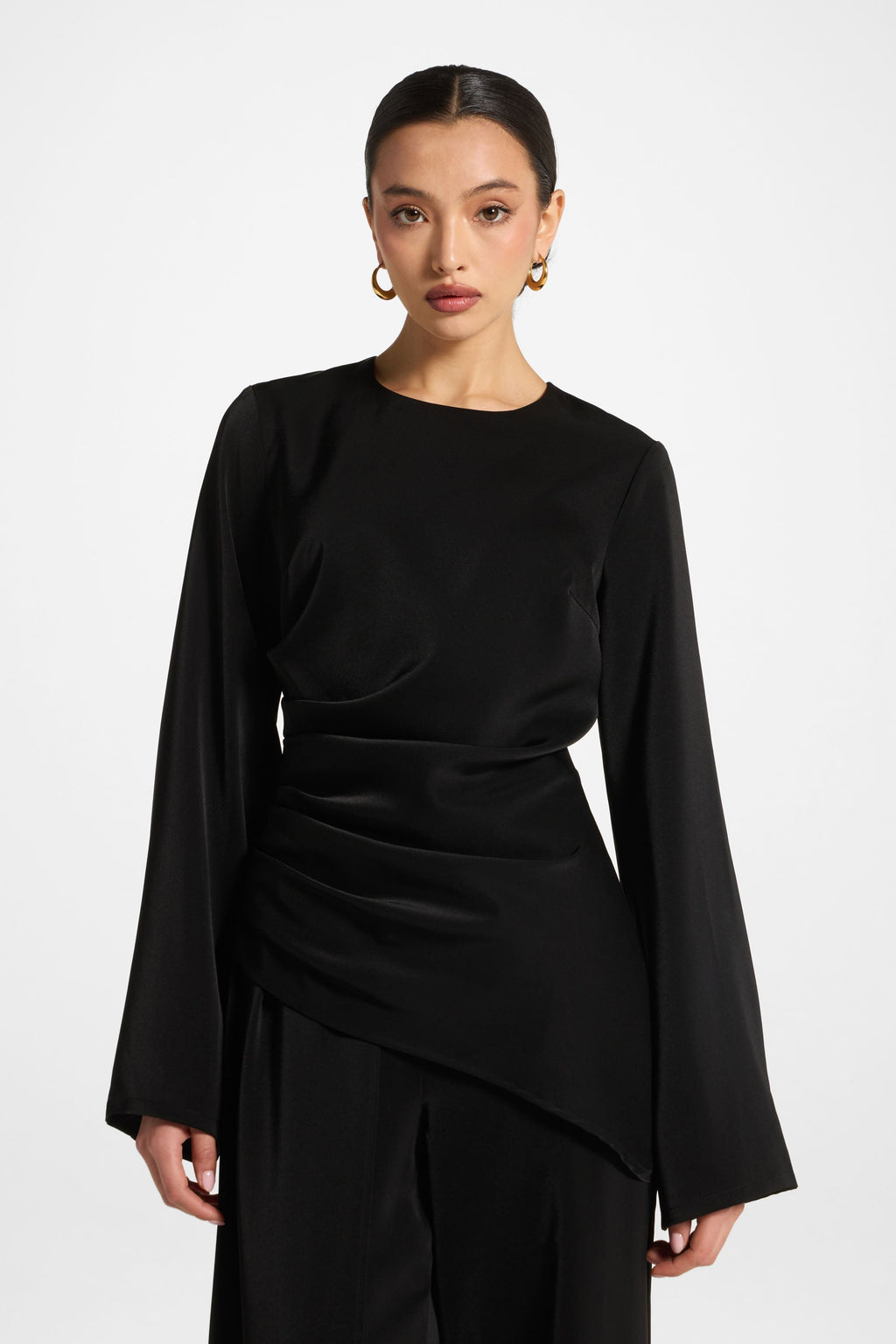 Asymmetric Drape Top - Black