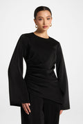 Asymmetric Drape Top - Black