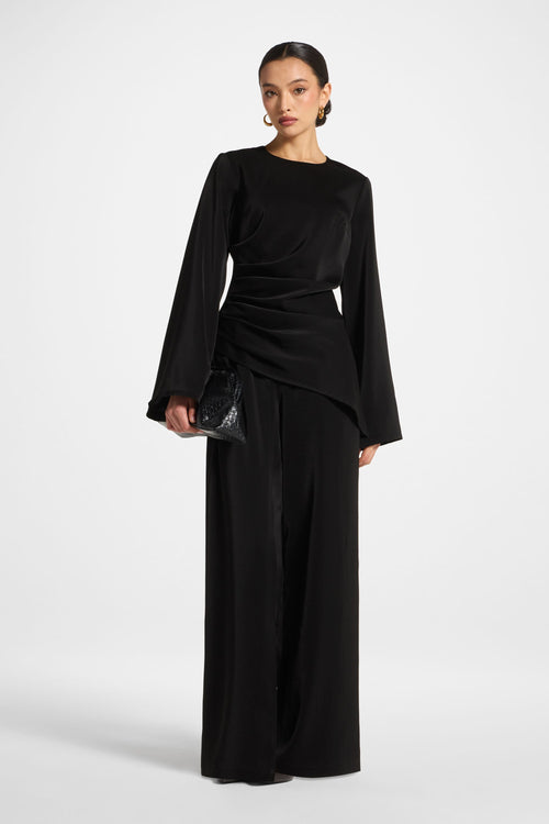 Asymmetric Drape Top - Black