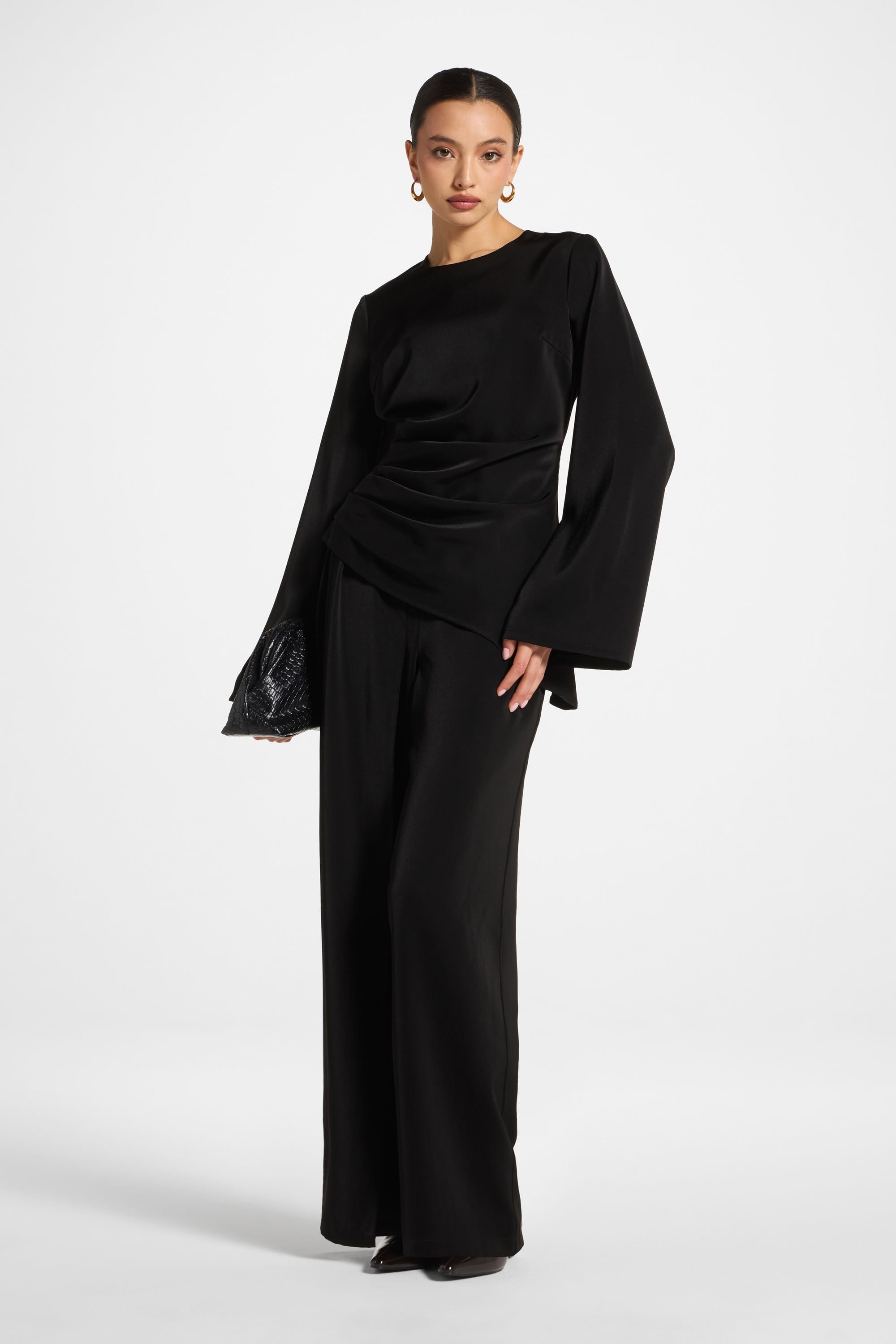 Asymmetric Drape Top - Black