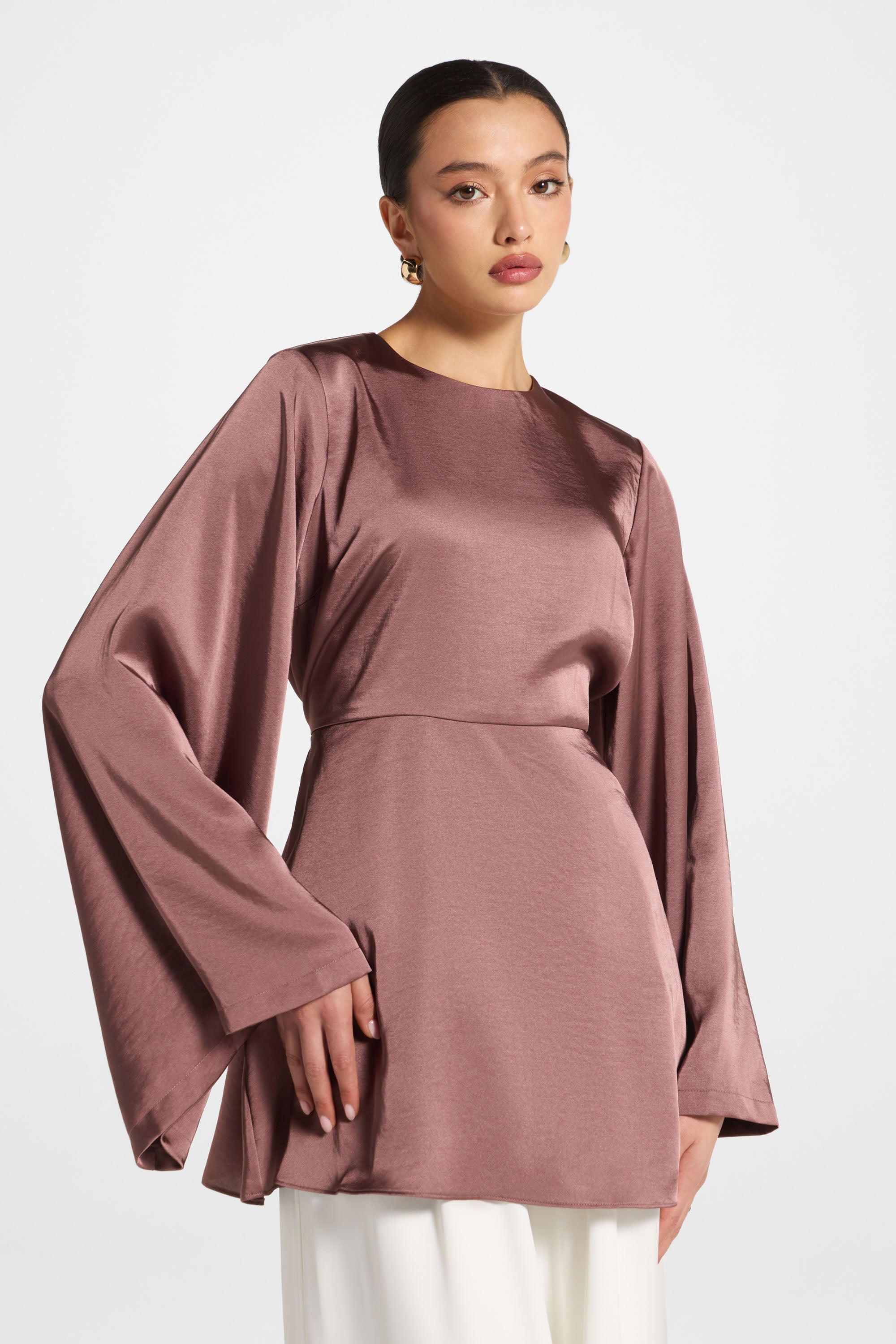 Flare Sleeve Top - Dusty Plum