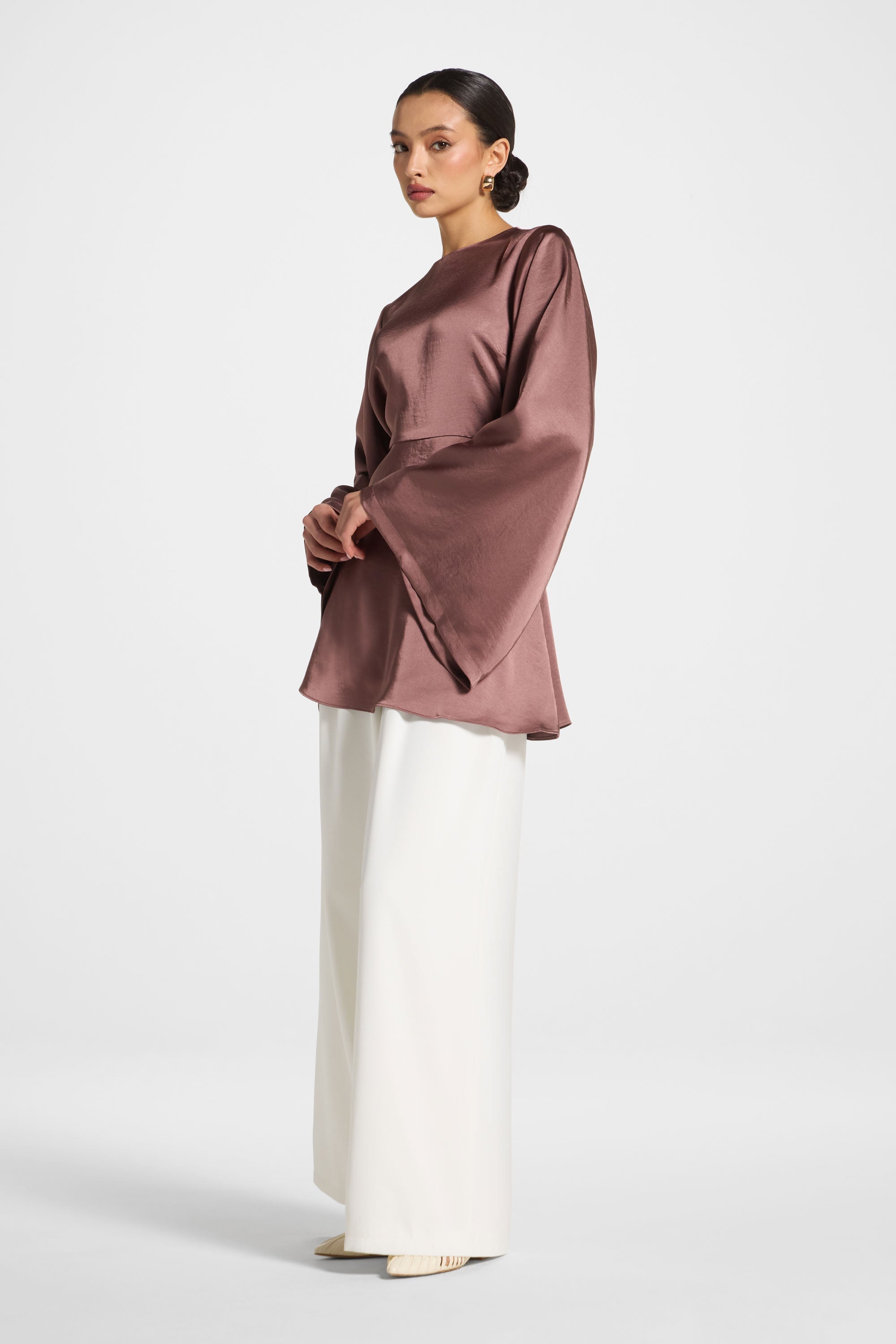Flare Sleeve Top - Dusty Plum
