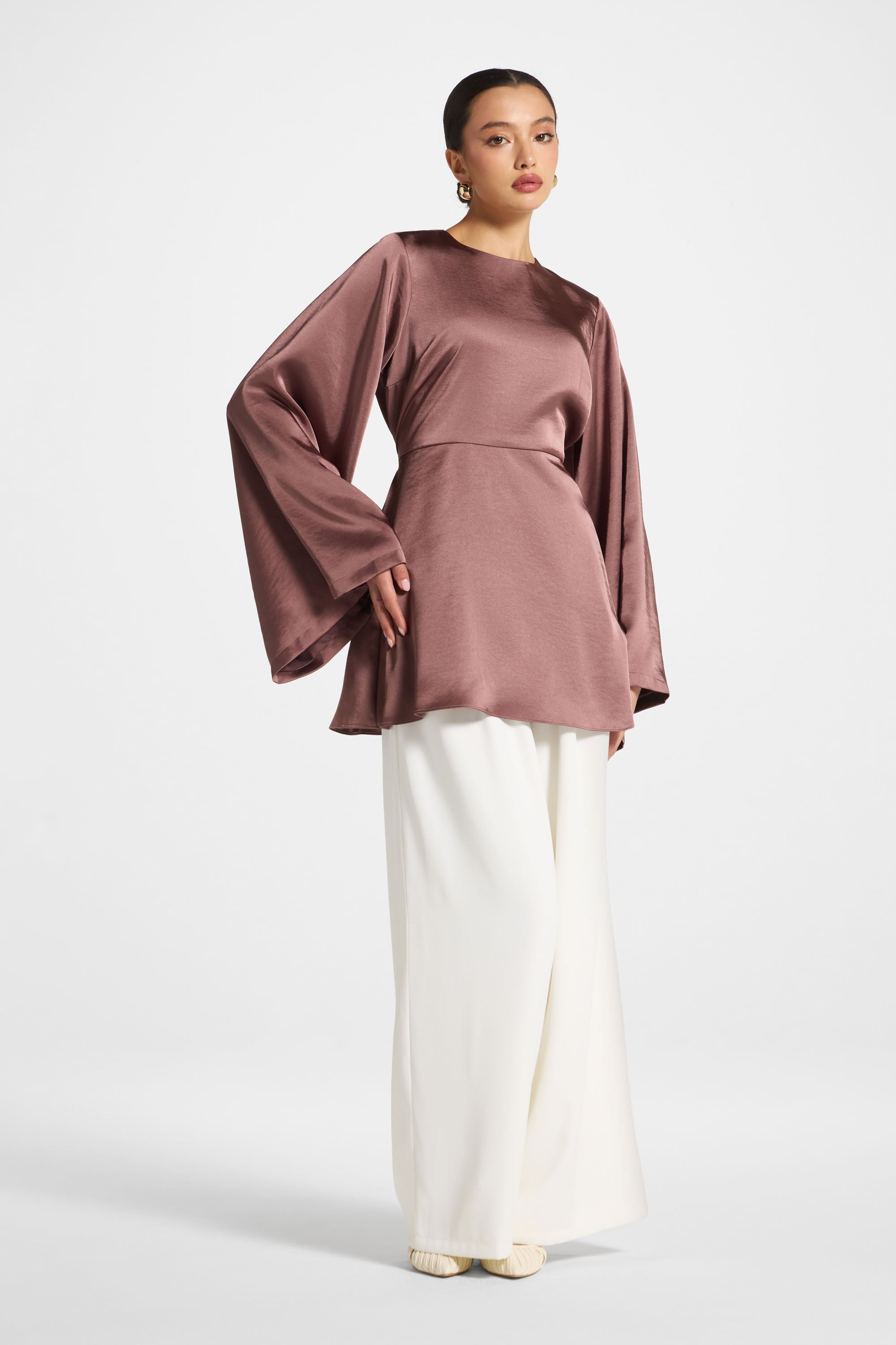 Flare Sleeve Top - Dusty Plum