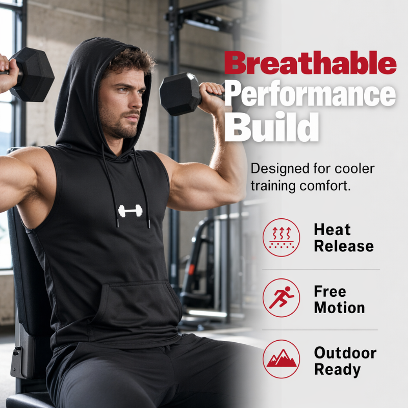 Men's Athletic Sleeveless Hoodie Vest