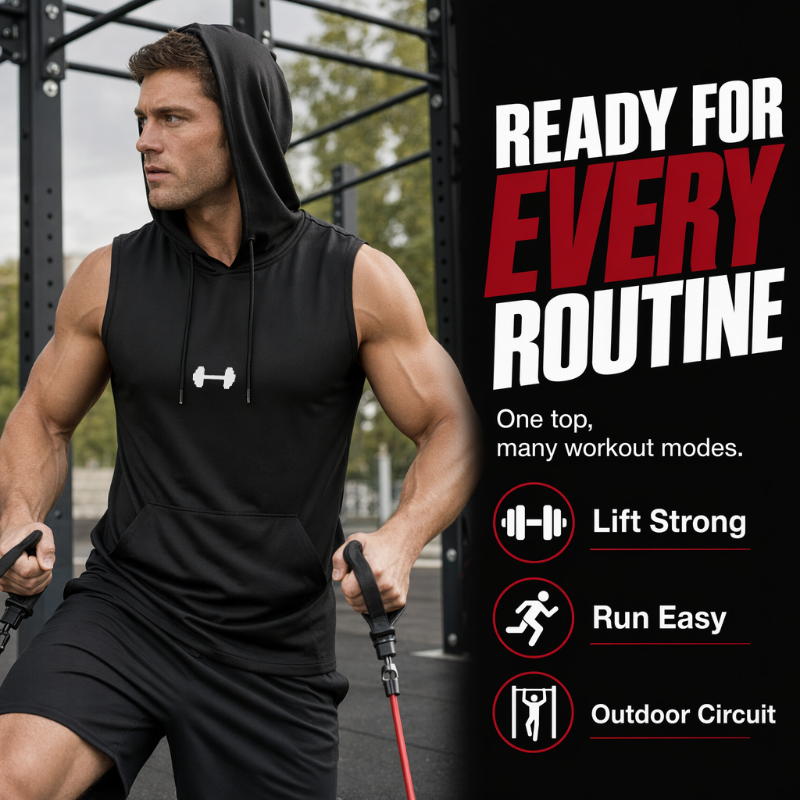 Men's Athletic Sleeveless Hoodie Vest