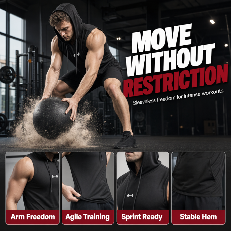 Men's Athletic Sleeveless Hoodie Vest