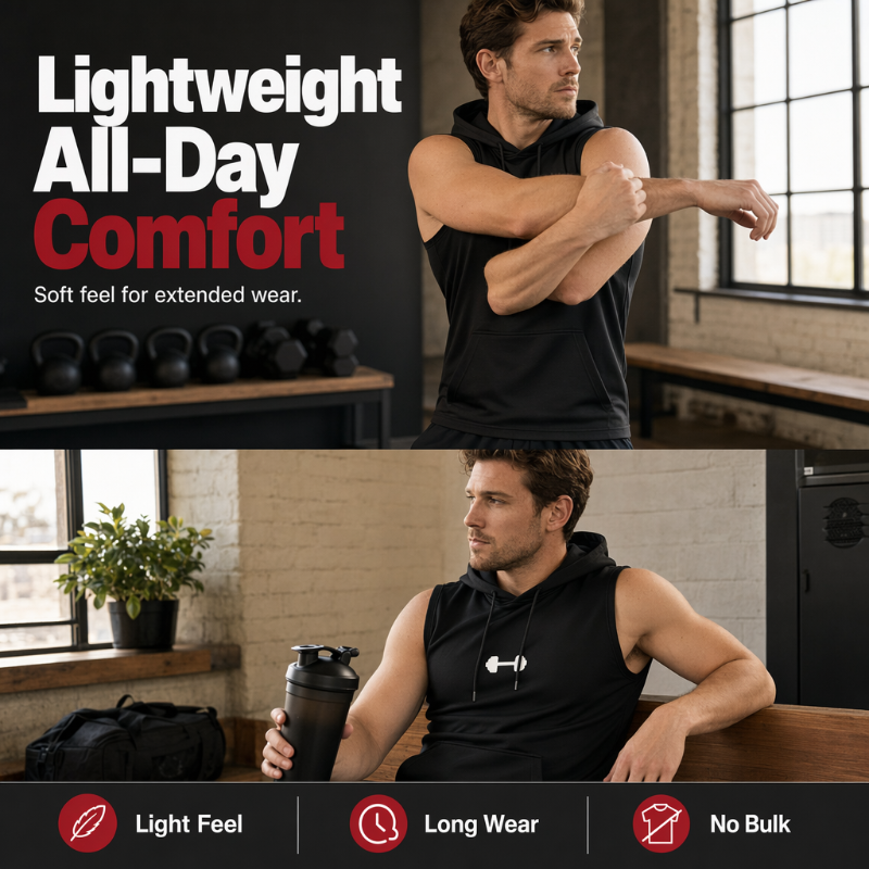 Men's Athletic Sleeveless Hoodie Vest